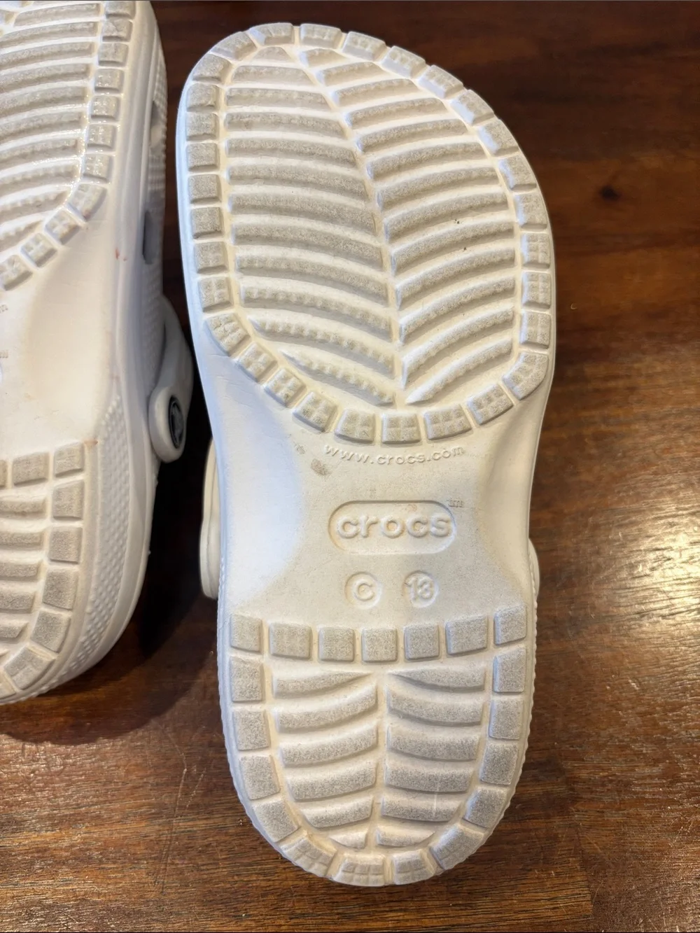 Kids White Foam Clog Sandals with Vent Holes and Heel Strap. Size 13